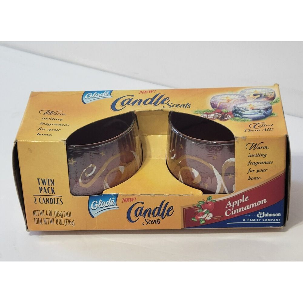 Glade Christmas Twin Pack Candle Set Apple Cinnamon Holiday Design New